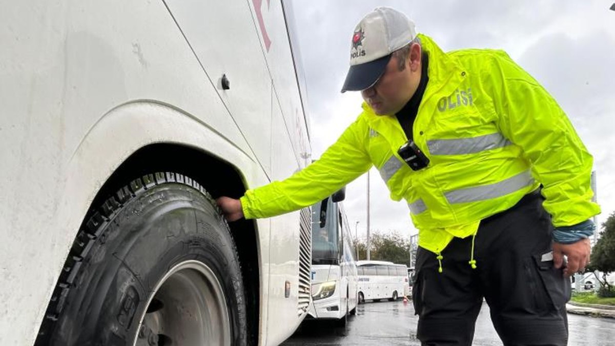 İstanbul’da 15 Temmuz Otogarı’nda kış lastiği denetimi yapıldı